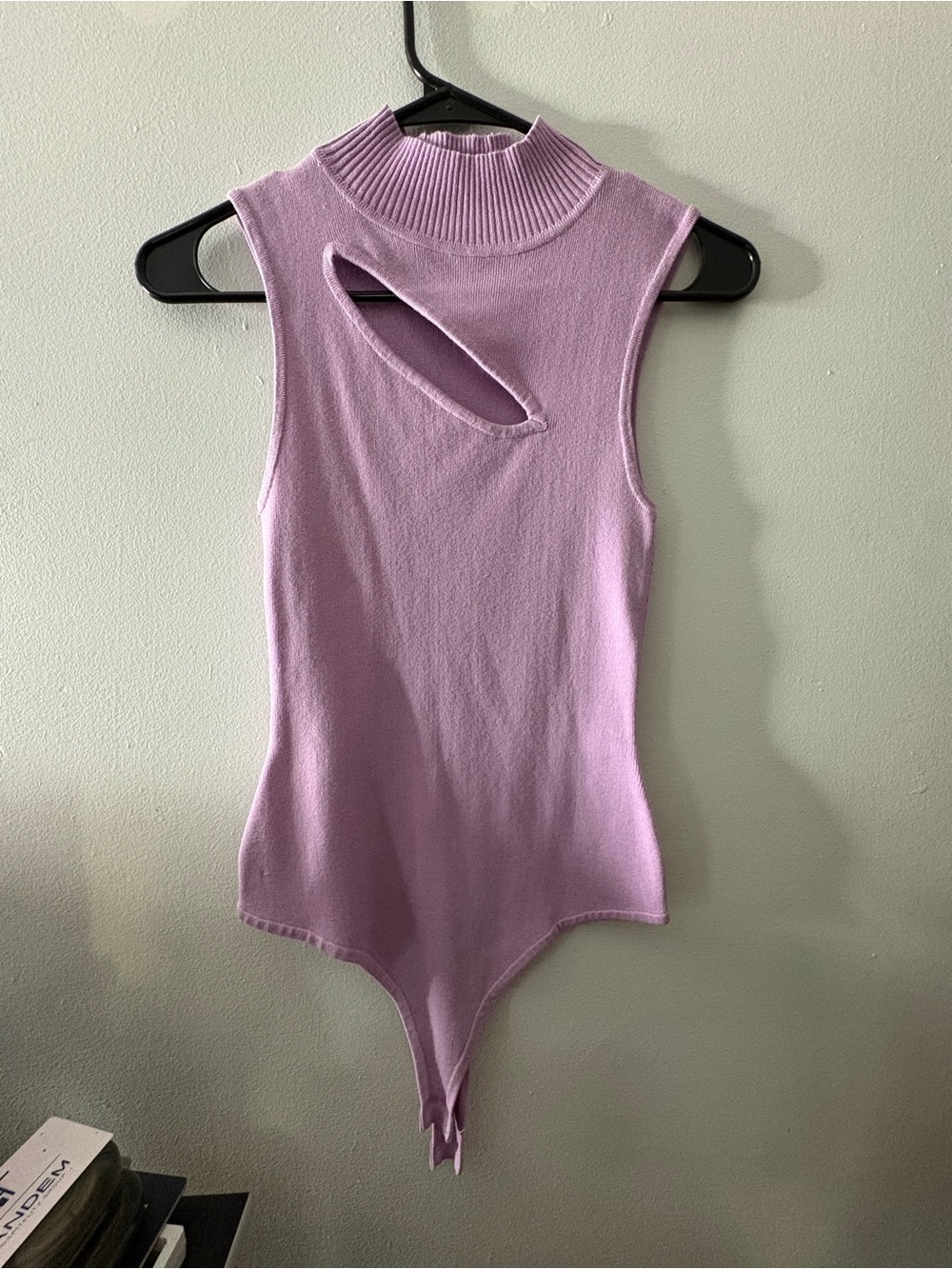 Fashion Nova Lavender Sleeveless Mock Neck Cutout Bodysuit